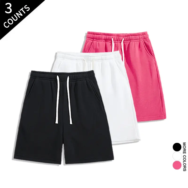 Men's 3-Pack Sporty Gray and Pink Activewear Shorts - M Size, Above-Knee Casual Drawstring Shorts for Versatile Wardrobe Fit, Sporty Men's Shorts