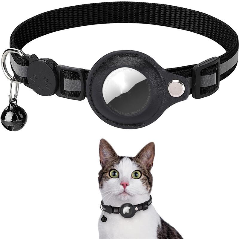 AirTag Cat Collar with Bell, Reflective Anti-Lost Adjustable Tracker Collar for Cats, Compatible with Apple Find My