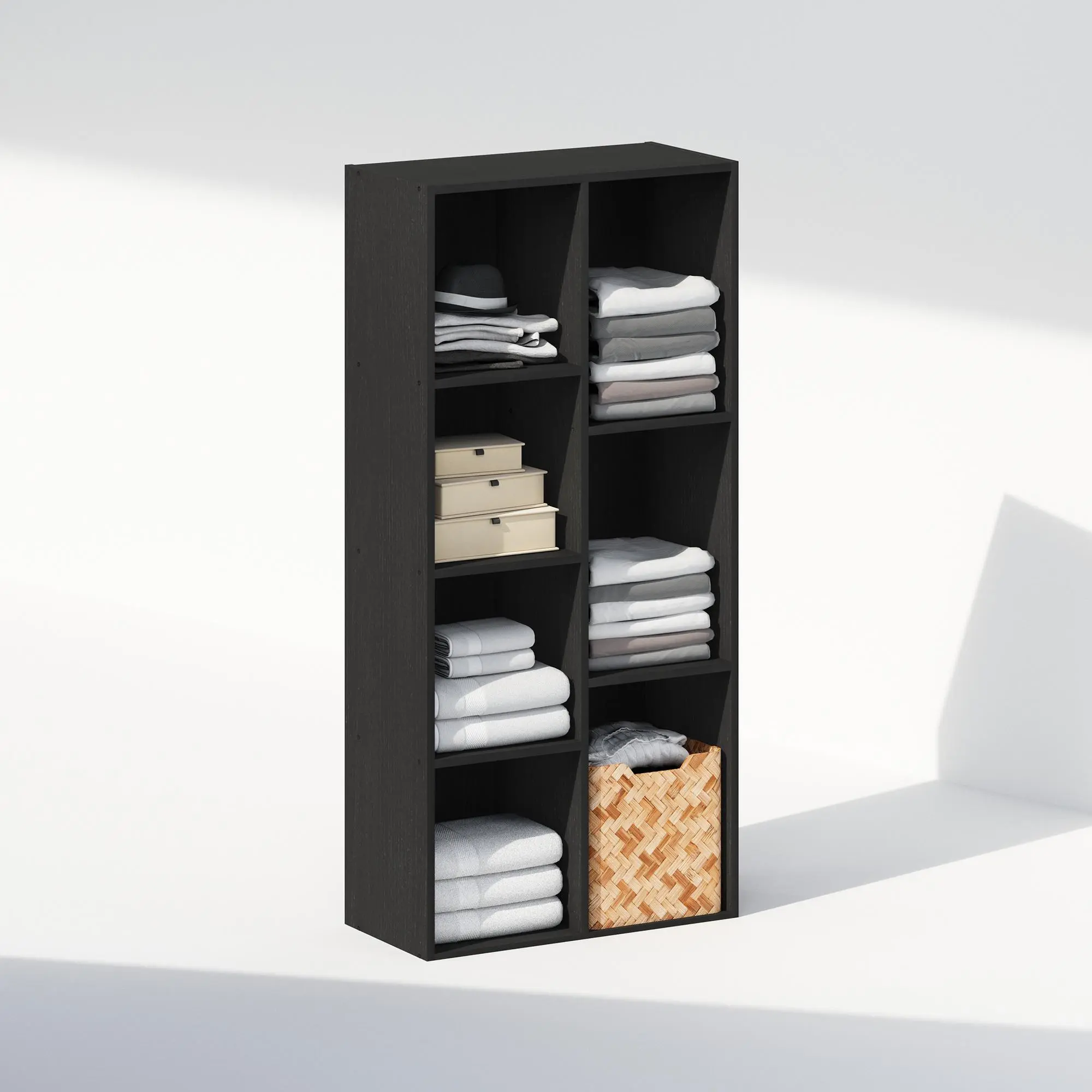 REED Closet Organizers and Storage, 7-Cube Closet Organizer, Open Shelf Closet Storage, for Wardrobe, Bedroom, Living Room, Blackwood, Space-Saving Closet Storage for Bedroom, Apartment, Dorm and Small Spaces