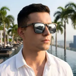 Classic Square Wraparound Gradient Mirror Lens Lightweight Frame Unisex Trendy Fashion Sunglasses