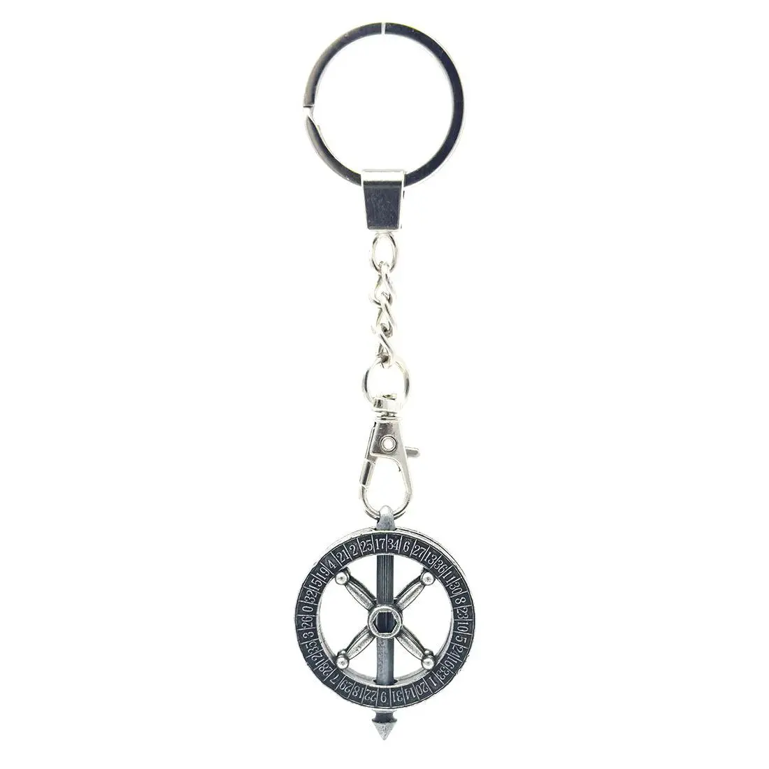 Multipurpose Fashion Accessory Keychain Pendant Oxidized Silver Roulette Spinning Top