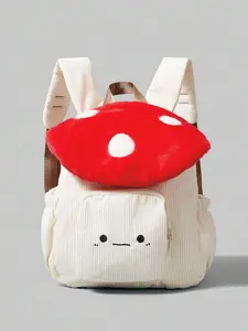 Niche cartoon mushroom top creative design bag, fashionable and casual trendy versatile, cute and soft fun schoolbag, three-dimensional mushroom small backpack, versatile and suitable for daily travel, shopping, etc., Funny Bag, Fluffy Backpack