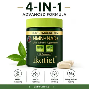 IKOTIET NMN + NAD+ with CoQ10 & Magnesium – Advanced 4-in-1 Daily Wellness Supplement – Supports Cellular Energy, Healthy Aging & Active Lifestyle – 60-120 Edible Dietary Capsules + Free Trial Pack