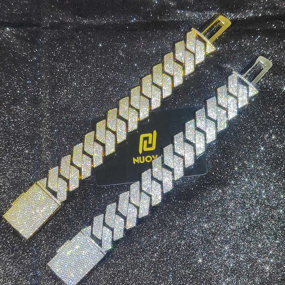 Hip Hop Jewelry 25mm 6 Rows Cuban Chain Necklace Gold Plated Iced Out Cz Prong Necklace Thick Cuban Link Chain For Men Gift