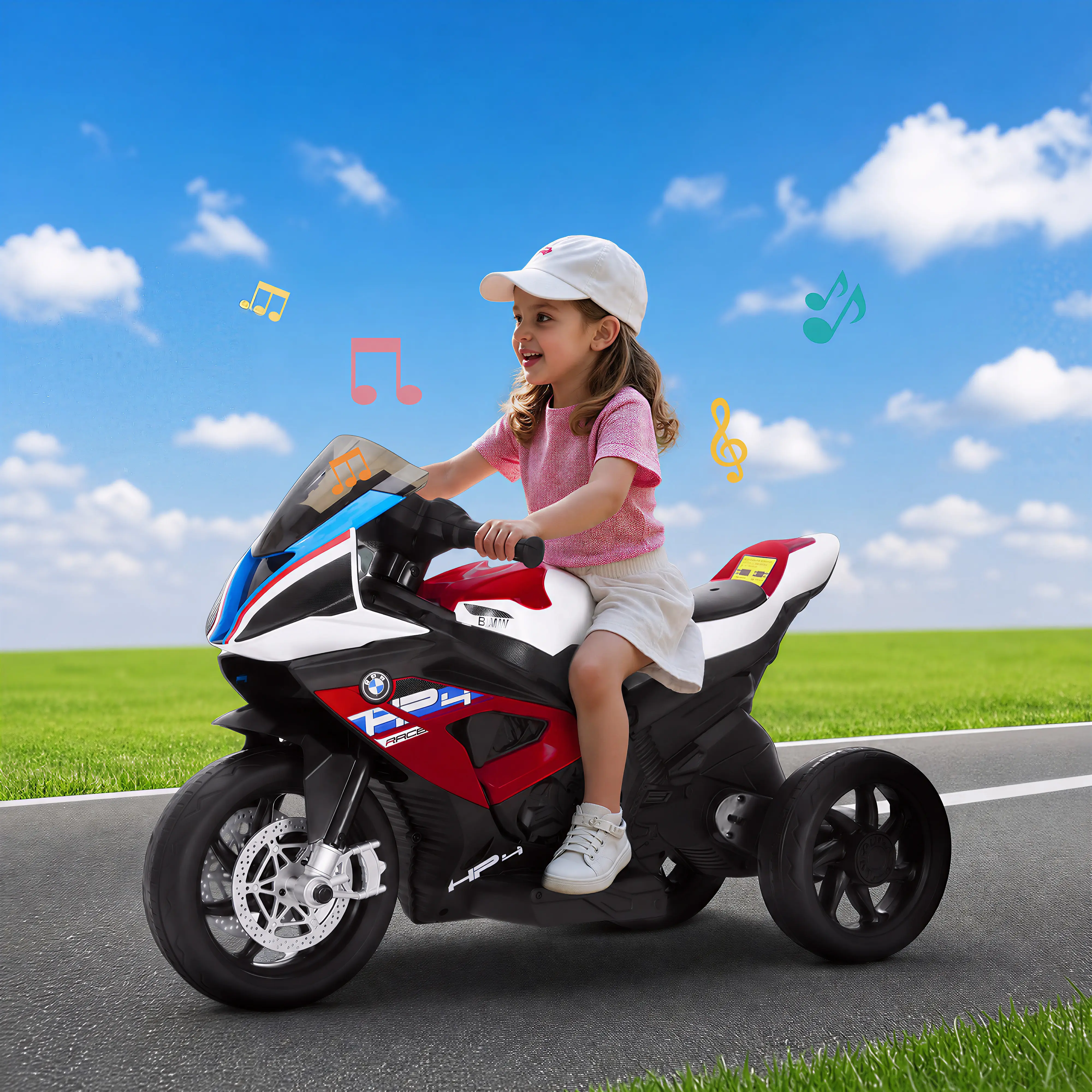 [Live] PHIVILLA Kids Electric Motorcycle with BMW Authorized, 12V Ride on Toy for Toddlers Battery Powered 3-Wheel Stable Design with Horn, Music & LED Lights