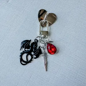 Dragon Blood Mini E-reader Charm - Clip-On Dangling Accessory Chain for Kindle, Tablet, Planner