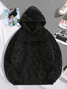 Men's Long-Sleeve Embroidered Fleece Pullover Hoodie - Polyester Clothing, Warm & Relaxed Fit, Closure-Free Black Streetwear, Drip Style, Contemporary Hooded Hoodies, Ideal Guys Gifts, Streetwear Clothing