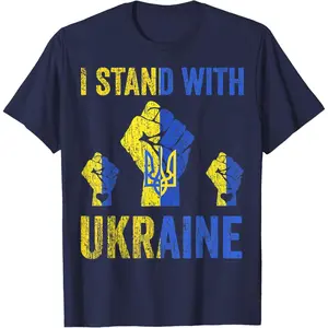 Support Ukraine I Stand With Ukraine Ukrainian Flag T-Shirt JK0WQ