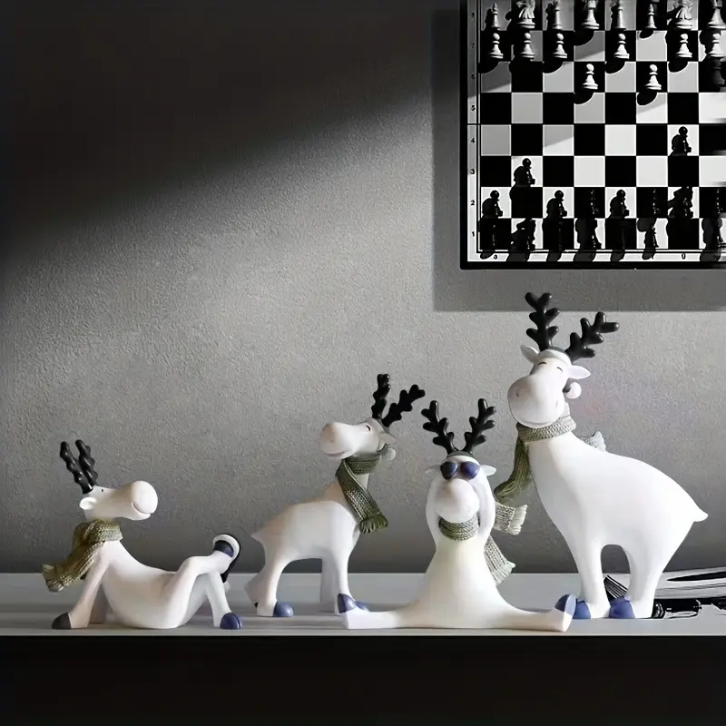 Creative Artistic Christmas Reindeer Sculpture Decor, Home Office Deer Statue, Artificial Animal Craft, Ideal Gift or Ornament, Room Decoration Ornaments, Holiday Decor, Christmas Decorations
