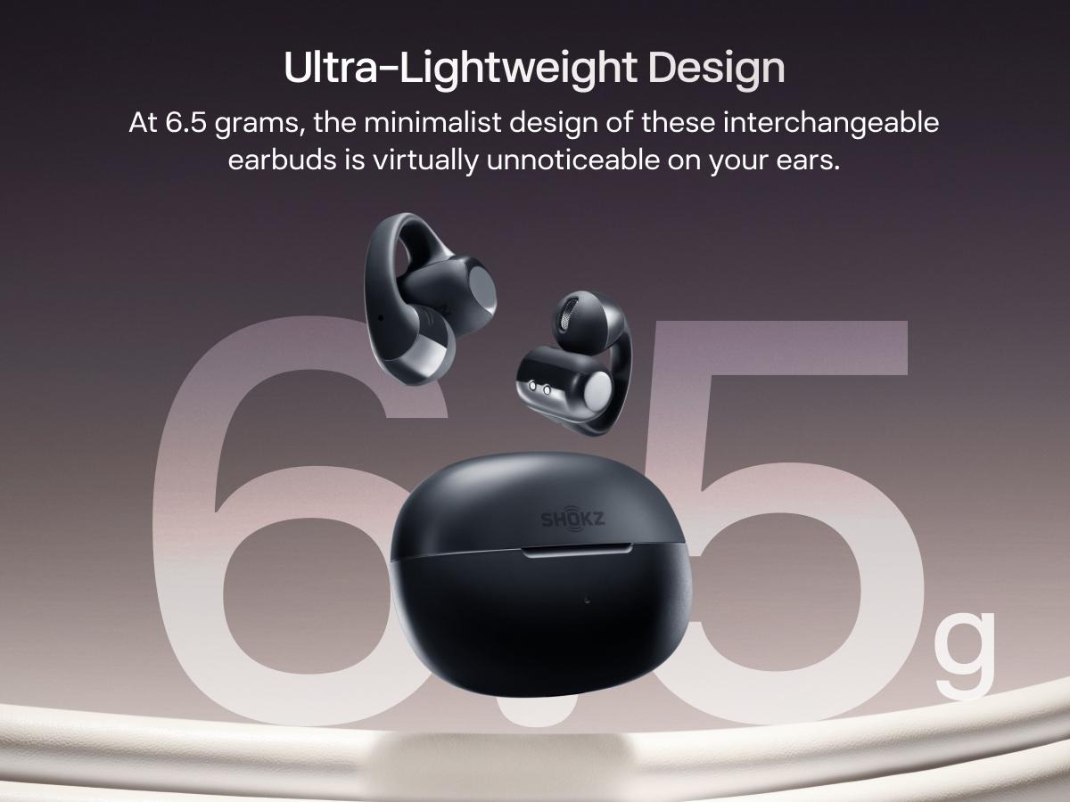 SHOKZ OpenDots ONE - Open-Ear Headphones - Wireless Bluetooth Earbuds with Microphone - Premium Dolby Audio - Water Resistant - Fast Charging - Up to 40 hrs Playtime