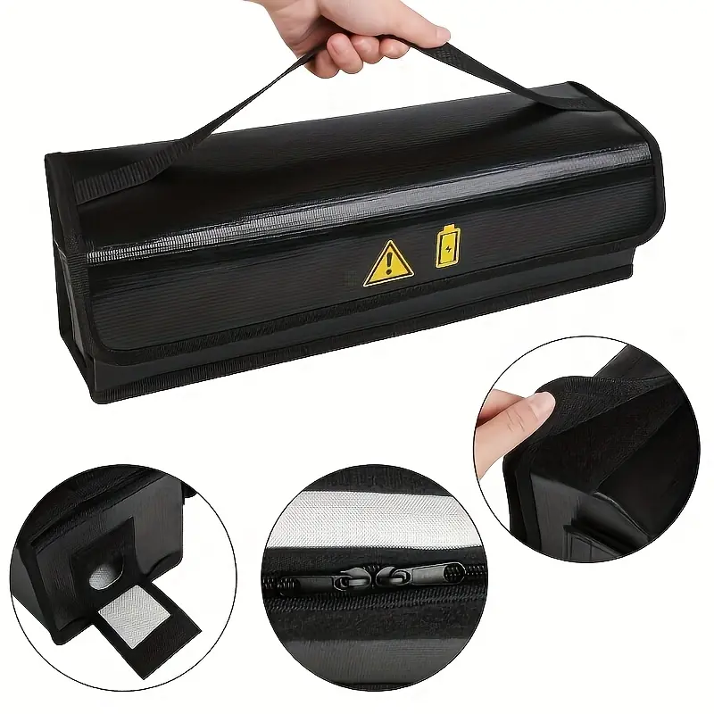 Fireproof Lipo Safe Bag for E-Bike Batteries - Large-Capacity Cycling Battery Storage & Charging Case with Enhanced Safety Features (19.3x5.9x7 in)