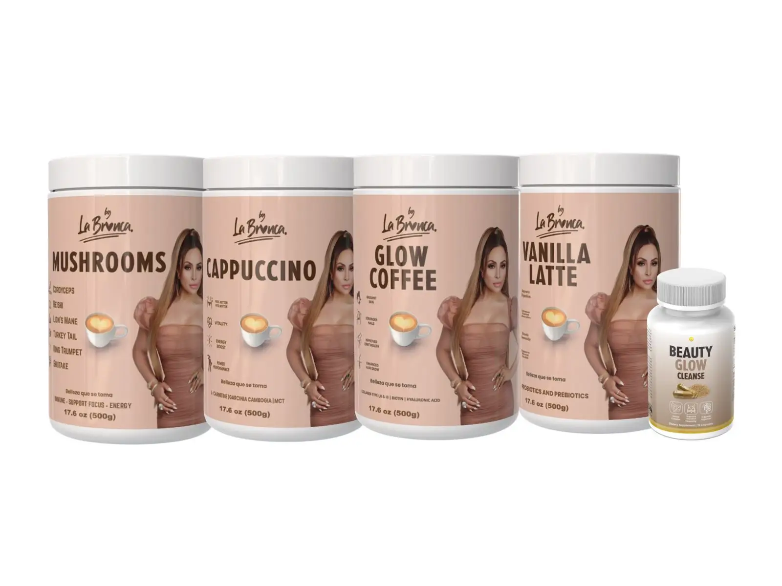 BUNDLE 1.MUSHROOM 1.CAPPUCCINO 1.GLOW COllAGEN 1.VANILLA LATTE.CLEANSE
