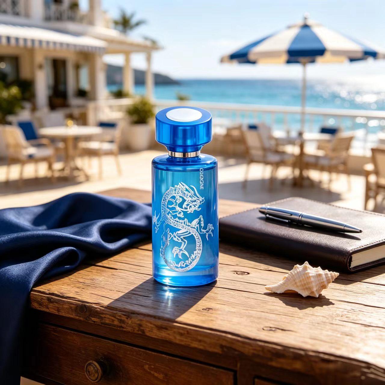 Men's Dragon Essence Extracted Perfume - Blue Transparent Bottle, Suitable for Business and Sports Occasions, Business/Sports