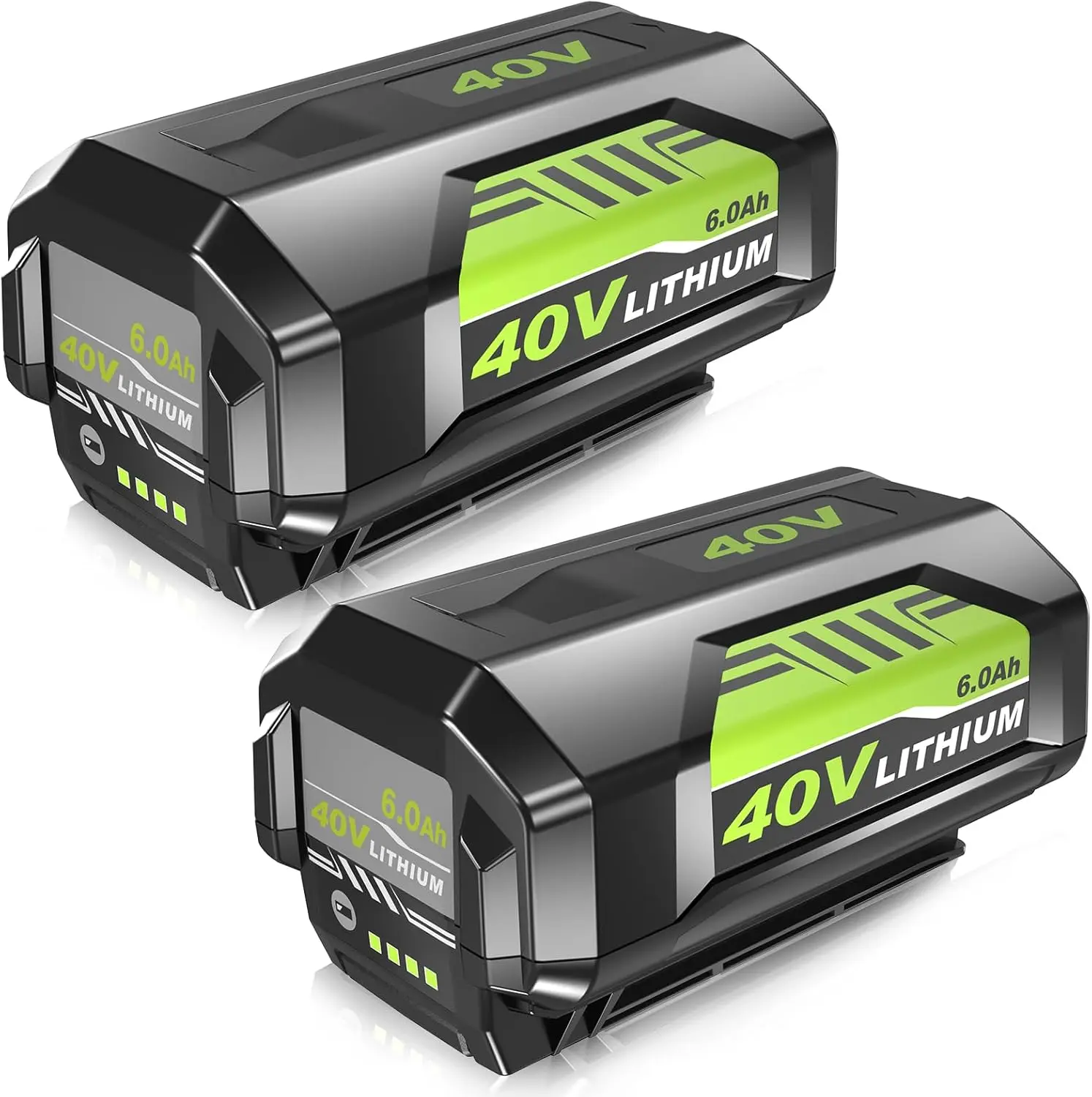 2Pack Upgraded 6.0Ah 40Volt Cordless Tool Battery, High-Capacity Lithium-Ion Replacement for Ryobi OP4060/OP40602, Compatible with Ryobi 40v Power Tools & Charger