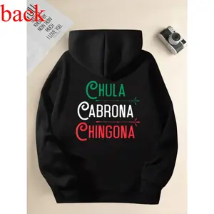 Mexican Chola Chingona Hoodie Men's Long Sleeve Hooded Graphic Print Streetwear Baddie Aesthetic Aztec Latino Cultural Apparel Menswear Sweatshirts Casual Fabric