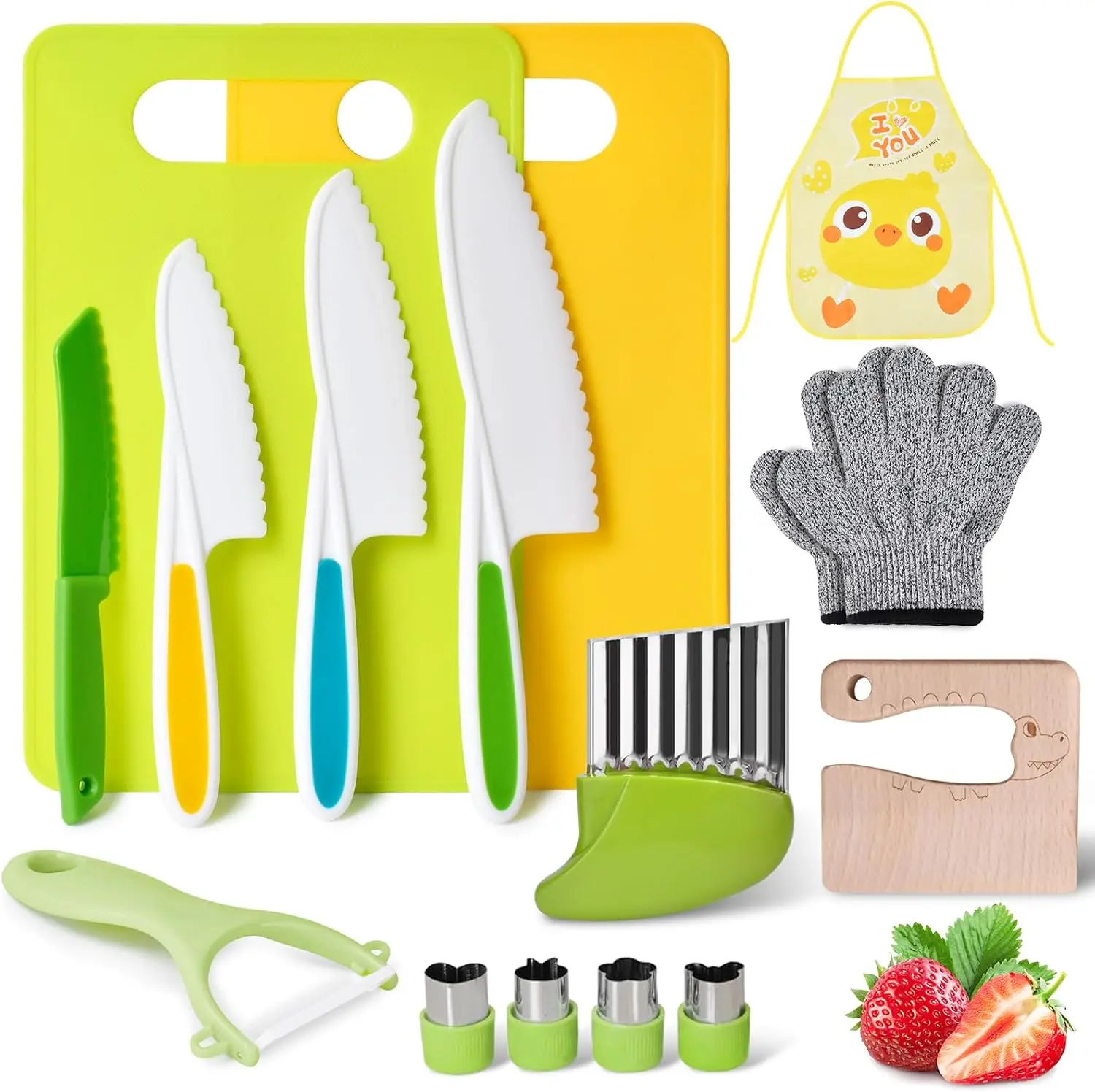 15PCS Montessori Kitchen Toys for Toddlers, Pretend Cooking Set, Kids Kitchen Tools, Stocking Stuffers, Halloween & Christmas Gifts for Boys & Girls