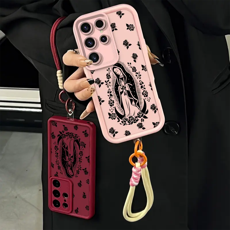 The Virgin Surrounded by Roses Case for Galaxy iPhone 18 Pro Max 17 Air 16Plus 15 14 13 12 11 XR XS S26 S25 S24 S23 S22 cases Four Corners Protector - Full Coverage Lens Protection, Shockproof Drop-Resistant Handheld Devices Case for Girls.JY136C