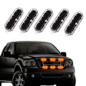 8pc Solar Power LED Strobe Lights Driving Light Strip, Strobe Light Kit, Strobe Light Module, LED Light Bar, Anti-Collision Night Light for Car Pickup Truck Motorcycle Bike, Safety Lighting