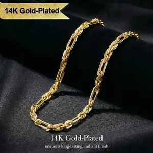 14K Gold-Plated Milano Rope Chain Necklace for Men, Affordable Trendy Gold Plated Necklace with Multi-Angle Reflective Shine, Gift for Fashion Lovers Mother's Day Gifts