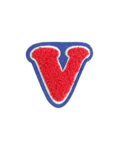 V Red Chenille Varsity Letter Patch - Small