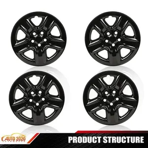 Black Wheel Hub Caps Full Rim Skin Covers 4PCS Fit For 2006-2012 Toyota RAV4 17"