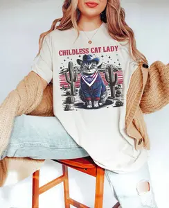 Childless Cat Lady For Kamala, Childless Cat Ladies Is Voting, Coconut Tree, Vote Blue Shirt, 2024 Election Voting Shirt