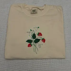 Vintage strawberry embroidered Comfort colors tshirt/ strawberry shirt / strawberry embroidered Tshirt