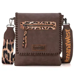 Montana West Western Crossbody Purse with Leopard Print Guitar Strap