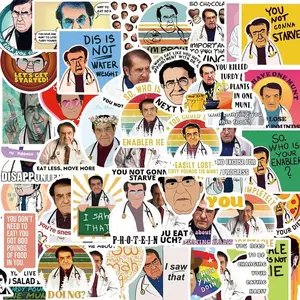 50 Pcs Cartoon Dr.now Weight Loss Stickers, Waterproof Peel-And-Stick Decorative Stickers for Water Bottles, Fridge, Skateboard, Notebook, Funny Stickers