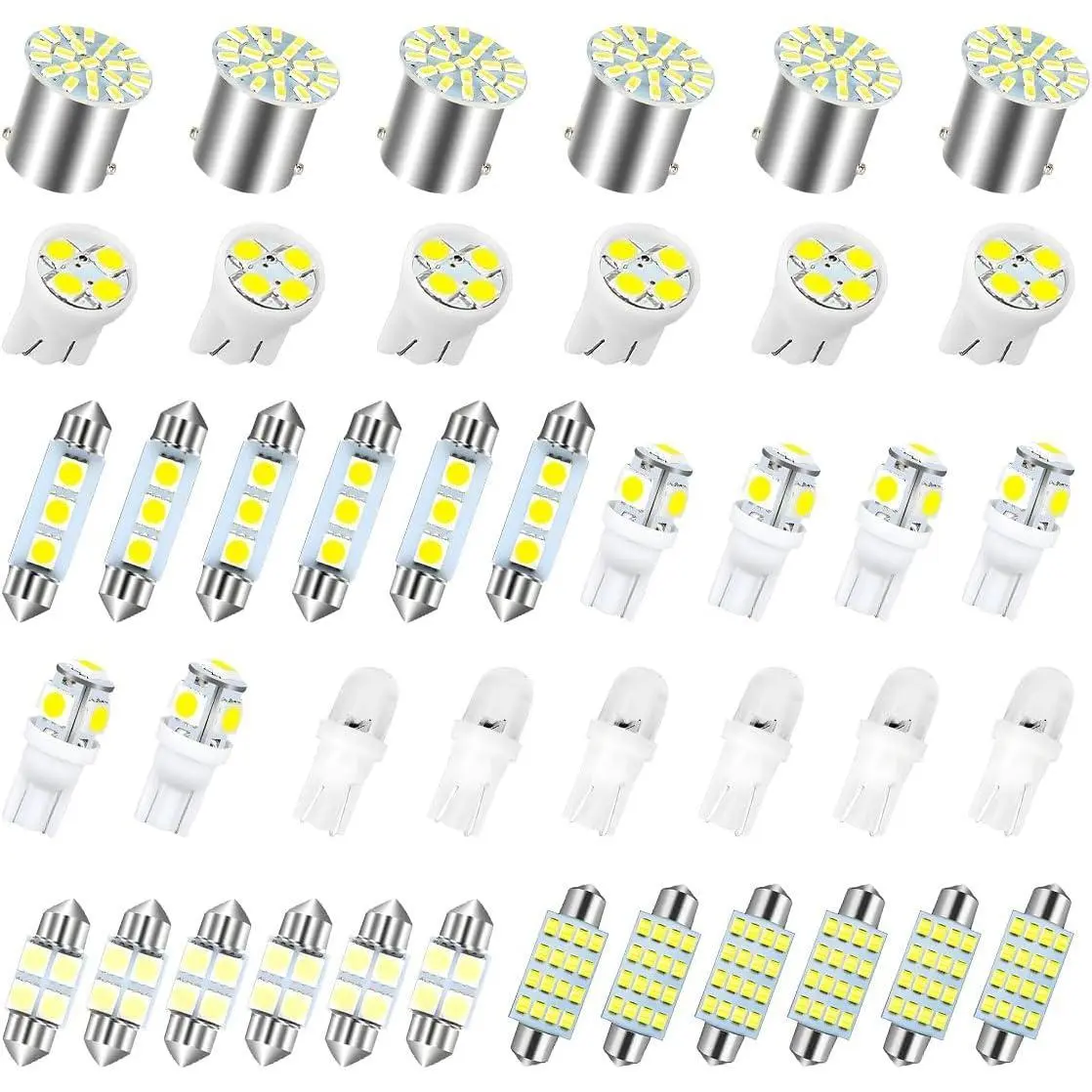 42PCS LED Car Interior Lights Kit, 12V T10 31mm 41mm Bulbs, Cool White 6000K Dome Map Parking Brake License Plate Light Set, Vehicle Accessories for SUV Truck Van
