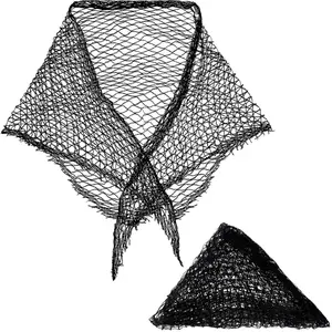 2 Pieces Cotton Triangle Hair Net for Rollers, Women Hair Mesh Net Sleeping Crochet Women Triangular Setting for Sleeping, Black, 35 x 35 x 57 Inches