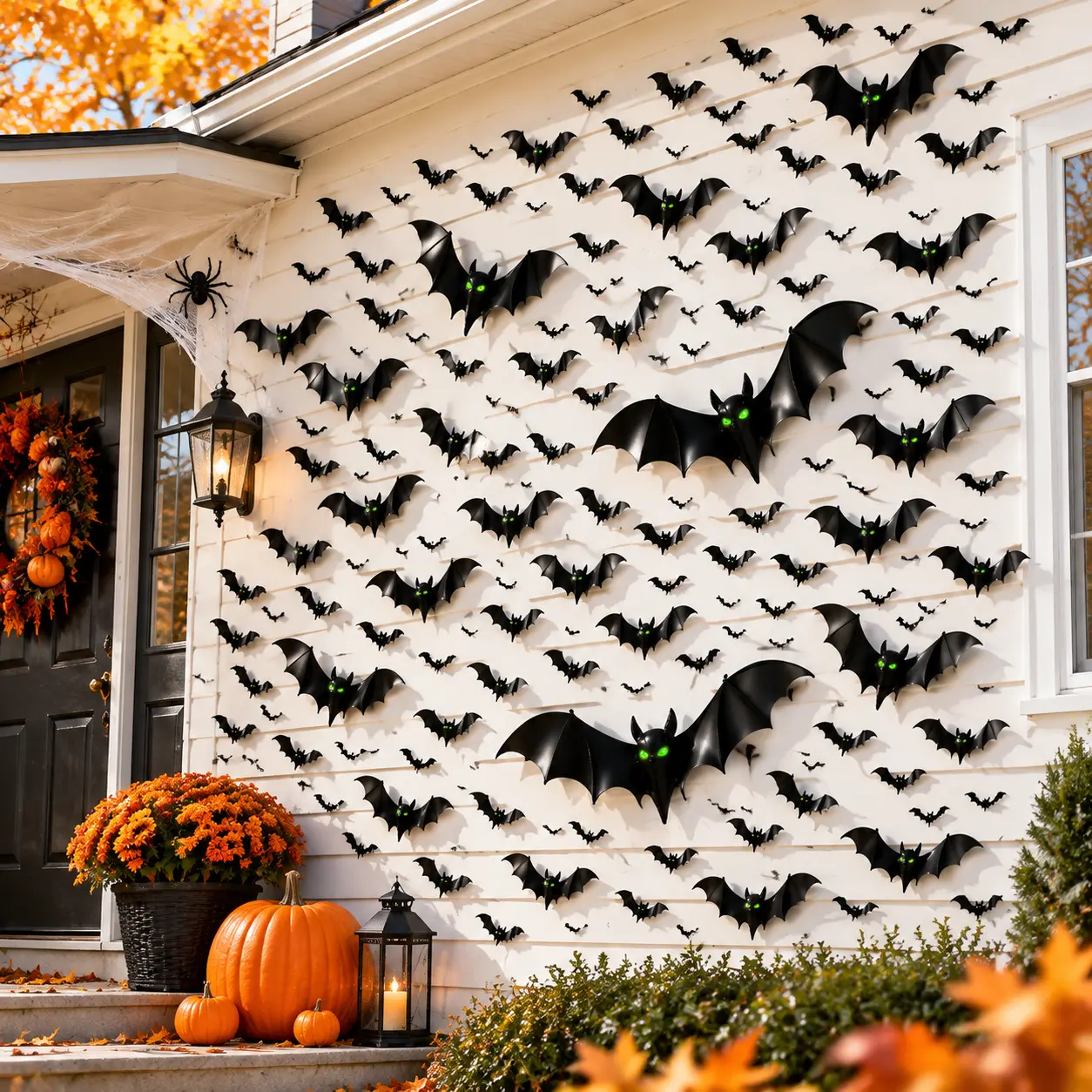 140PCS Halloween Bat Wall Stickers, Flying Bat Decorations for Walls, Doors and Windows, Spooky Indoor Halloween Decor for Party and Home