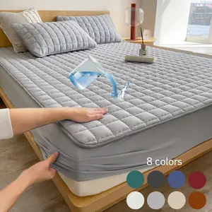 [bedok] 1pc Waterproof Fitted Fheet,Deep Pockets, Cooling anti-slip Elastic Bed Sheet, Bedroom Accessories for Elderly, Babies&Adults mattress cover Twin/Full/Queen/King Size Waterproof Bedding Sheet