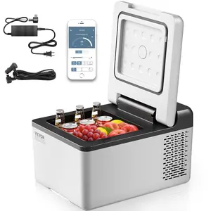 10 Qt Portable Single Zone Compressor Refrigerator - Multifunctional 12V/24V DC & 110-220V AC Freezer, -4°F to 68°F Cooling Range, App-Controlled Mini Cooler for Camping, Road Trips, Multifunctional Refrigerator