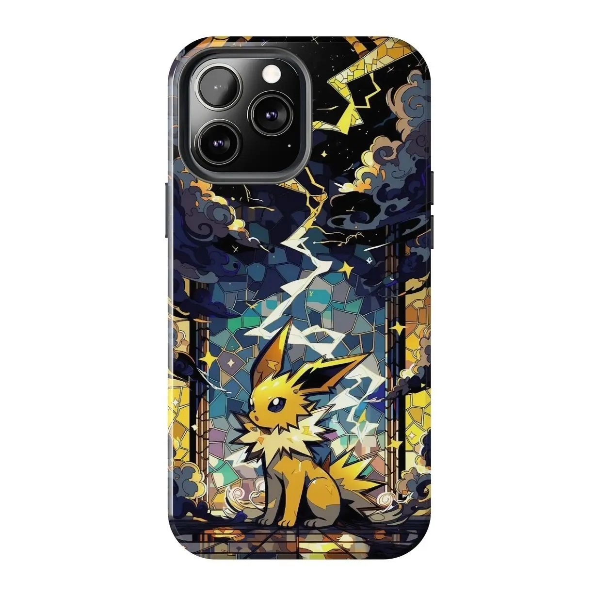 Jolteon & Glaceon Stained Glass Pokemon Case for iPhone 17-7 Pro Max Plus & Samsung Galaxy S26-S21 Ultra Plus - Eevelution Mosaic Aesthetic Phone Cover unisex B