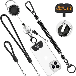 Retractable Phone Tether Lanyard: Anti-Theft Retractable Cellphone Lanyard with Universal Cellphone Tether Cord Wrist & Finger Strap Phone Cord Tabs