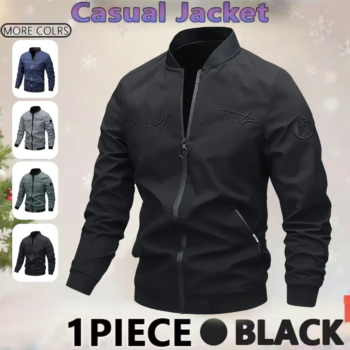 Men's Bomber Jacket, Casual Jacket, Four Seasons Fashion Jacket, Suitable for Daily, Home, Outdoor, Workplace