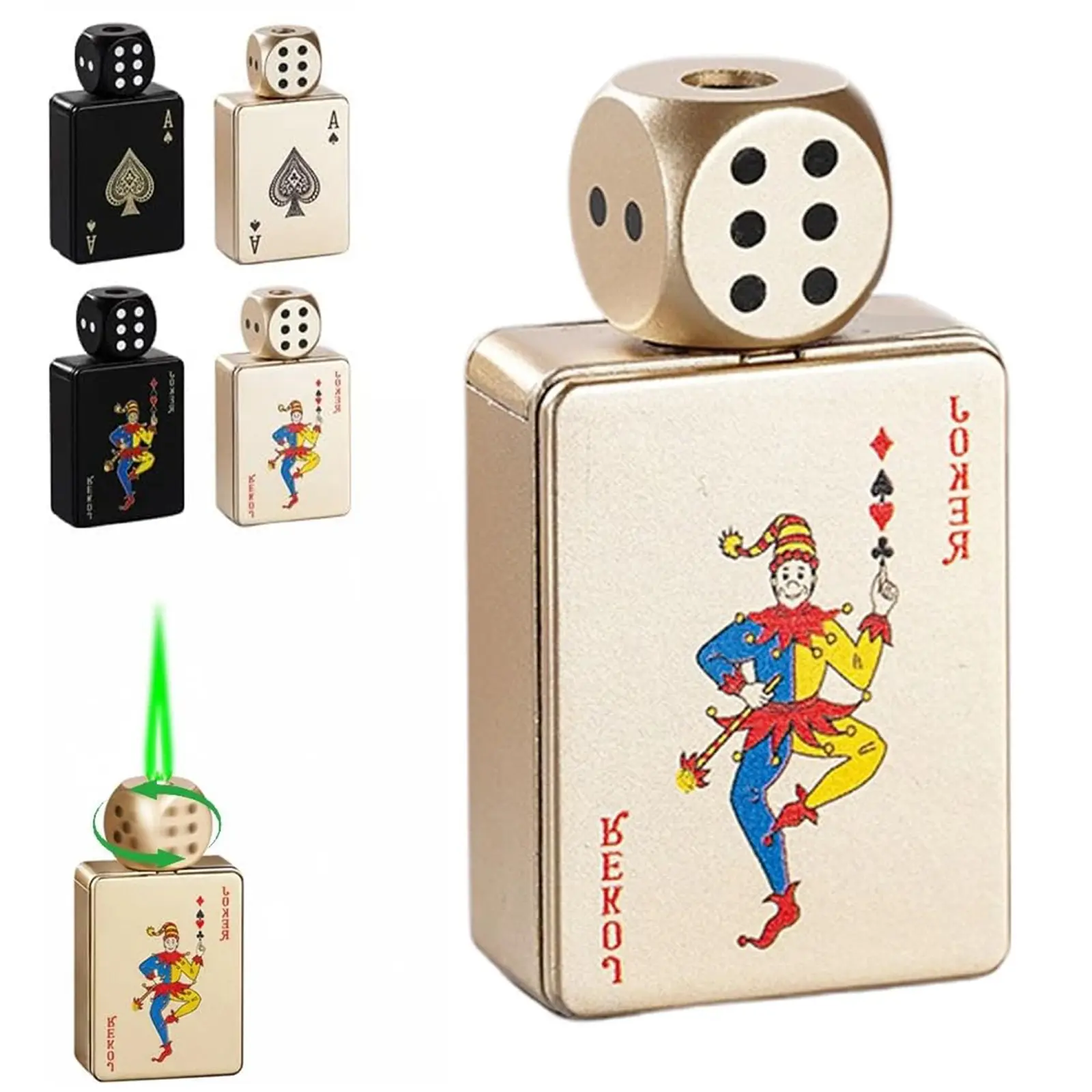 (Without Gas)Jet Torch Lighter Ace Card Lighters Green Flame Refillable Butane Lighters Ace of Spades Cool Lighter Adjustable Windproof Poker Lighter