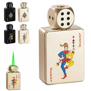 (Without Gas)Jet Torch Lighter Ace Card Lighters Green Flame Refillable Butane Lighters Ace of Spades Cool Lighter Adjustable Windproof Poker Lighter