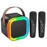 Multifunction Portable Bluetooth LED Speaker Mini Karaoke Machine with 2 Wireless Microphones, 5 Variable Sounds, Rechargeable Batteries, USB Type-C, Ideal Gift Idea for Kids 3-12 Music Lovers on Birthdays (Portable Speakers Category)