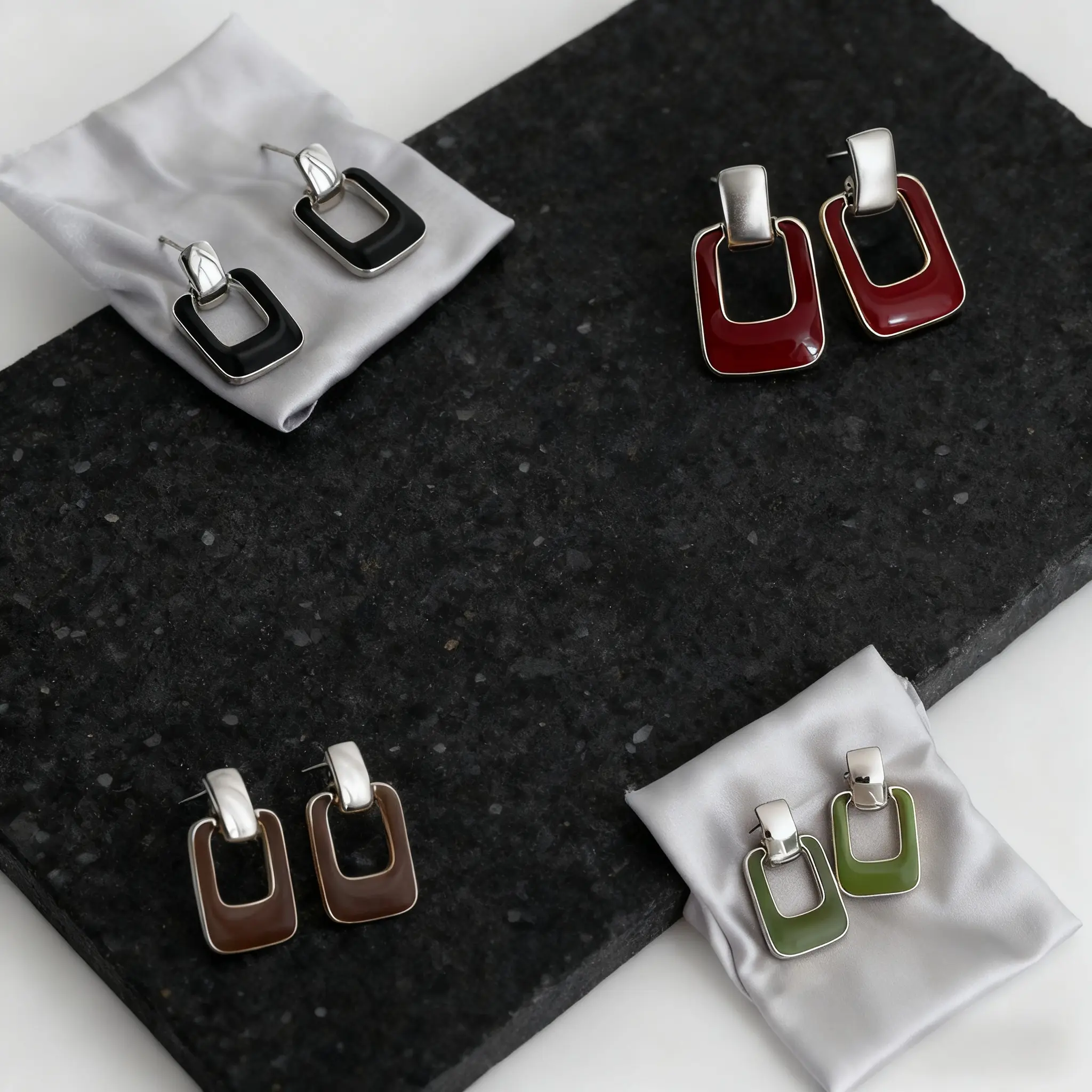 Women's Geometric Coffee Oil-Drop Dangle Earrings! French Vintage Alloy Chain All-Season Elegant Jewelry