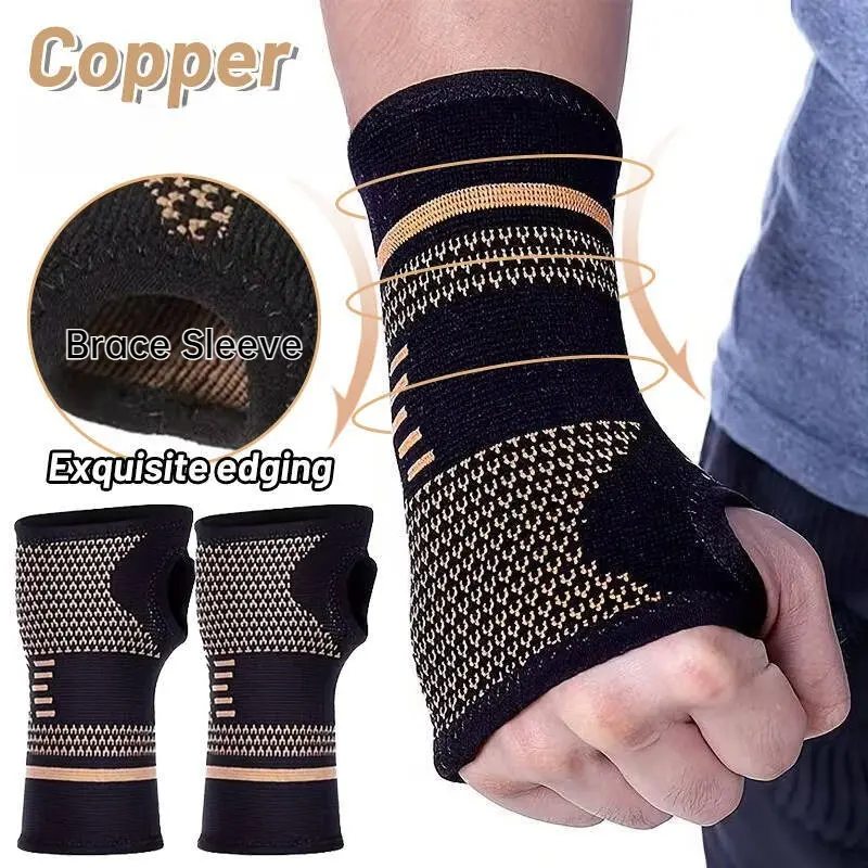1-Piece Copper Compression Hand Wrap – Breathable Thumb Loop Sleeve, Non-Slip Sports Wrist Support for Basketball, Gym & Outdoor Activities