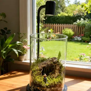 LED Glass Terrarium for Succulents & Moss | 6x4 inch Grow   Jar | Cute Home Office Garden Gift#LEDLight #HomeDecor #DeskDecor #AestheticRoom #CozyVibes #MinimalistDesign Adjustable USB Light Plant Powered