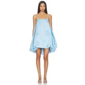 LEO LIN Patsy Applique Puff Mini Dress in Pastel Blue