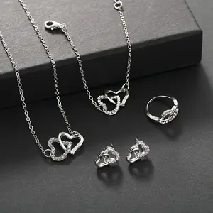 Chic Necklace Set - Dazzling Heart Women'S Long Chain Set - Exquisite Accessories - Versatile Clothes And Accessories - Exquisite Gifts Preserved Rose Hug Bear Jewelry Box
