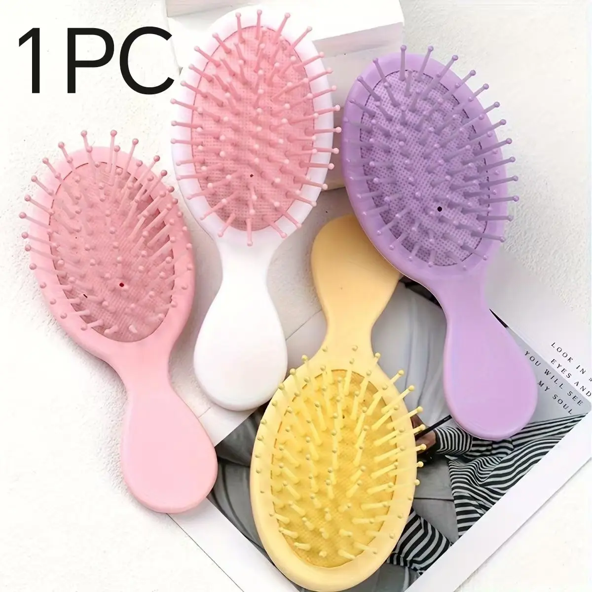 Mini Travel Hair Brush Care, Compact Ergonomic Design, Airbag Cushion, Gentle Scalp Massage, Matte Handle, Abs Plastic Bristles, Decorative Comb, Essential Brush