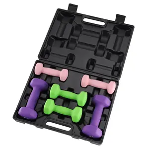 Anti-Roll Hex Dumbbell Set with Neoprene Coating, 1/2/3 Lbs Weight Pairs, Comes with Storage Box and Rack, Home Gym Strength Training Weights for Men Women