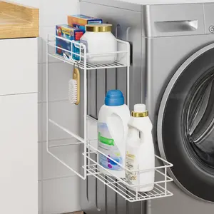 Nieifi Strong Magnetic Side Stand Japanese Minimalist 2-Tier Slide-Out Drawer White Fits Washing Machine Fridge Laundry Kitchen Organizer 15 lbs Hold