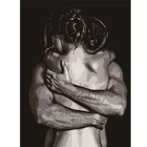 1PCS Couple Embracing, 16x20 Inch, Frameless, Suitable for Art Students DIY Digital Painting Kit, DIY Decorative Painting, Professional Paintings, Paint by Numbers, Handcraft Art Set, Acrylic Painting, For Home Wall Decoration, Handmade Gifts