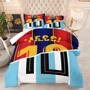 Argentine football player Lionel Messi's number plate derived pattern, Soft bedding sets, including a blanket and 1 or 2 pillowcases, suitable as holiday birthday gifts, soft and durable, suitable for children and adult bedroom decorations